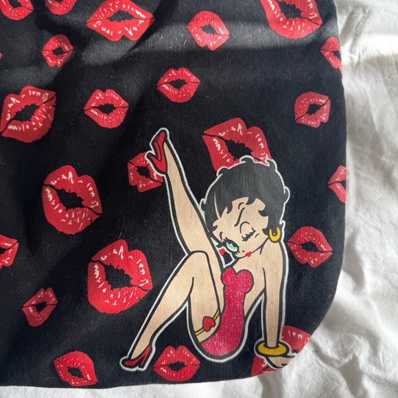 Vintage Betty Boop Tote Bag – Red Lip Print Kiss Graphic Y2K Punk Rock - Picture 4 of 11